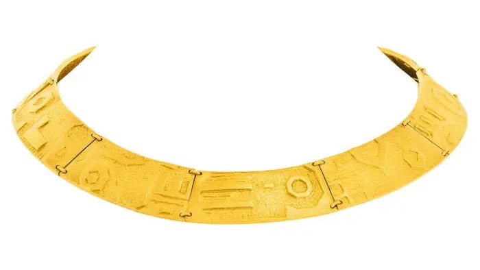 gold and turquoise Hopi coff