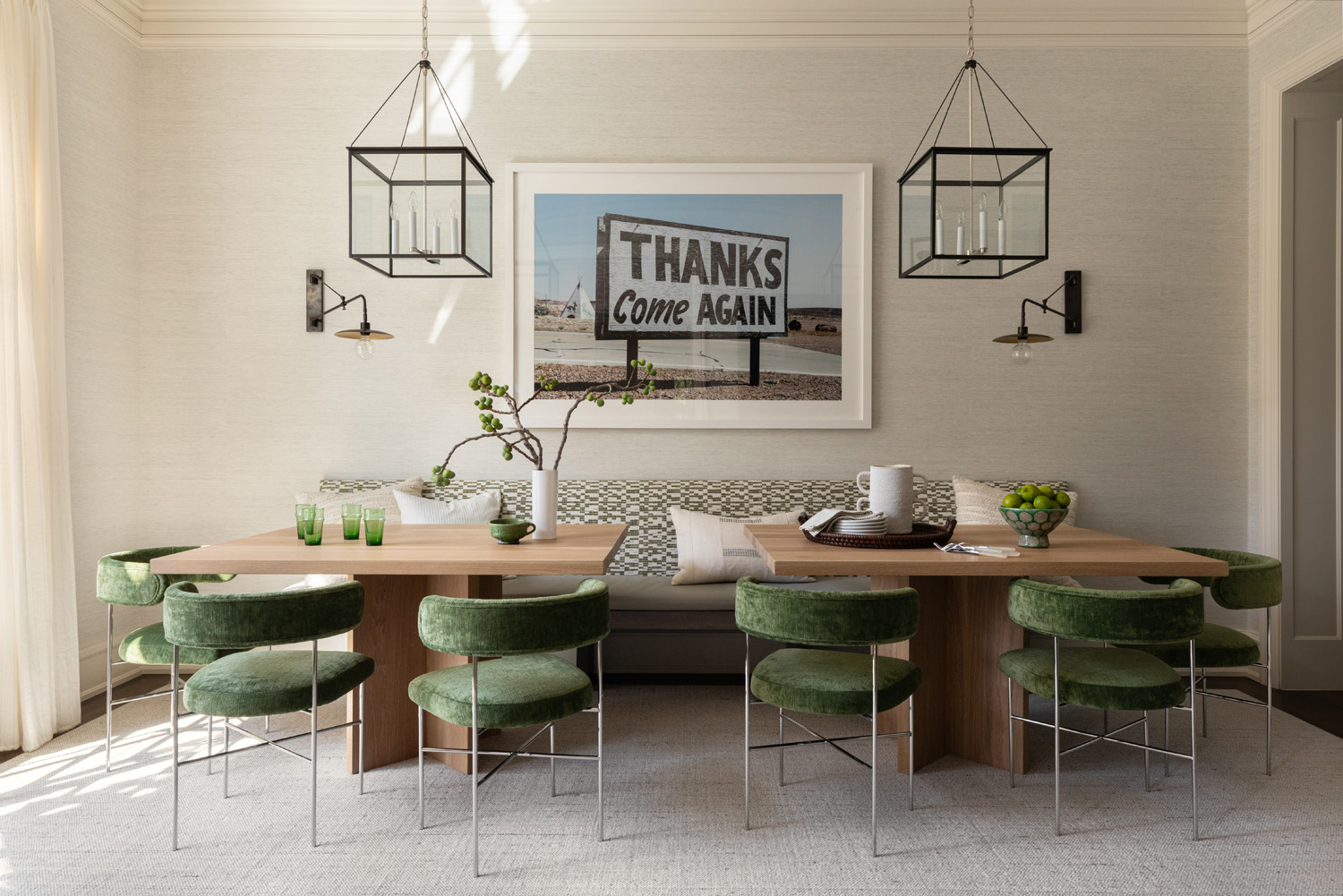 Dining room of Glencoe Illinois home redesigner by interior designer Andrea Goldman 