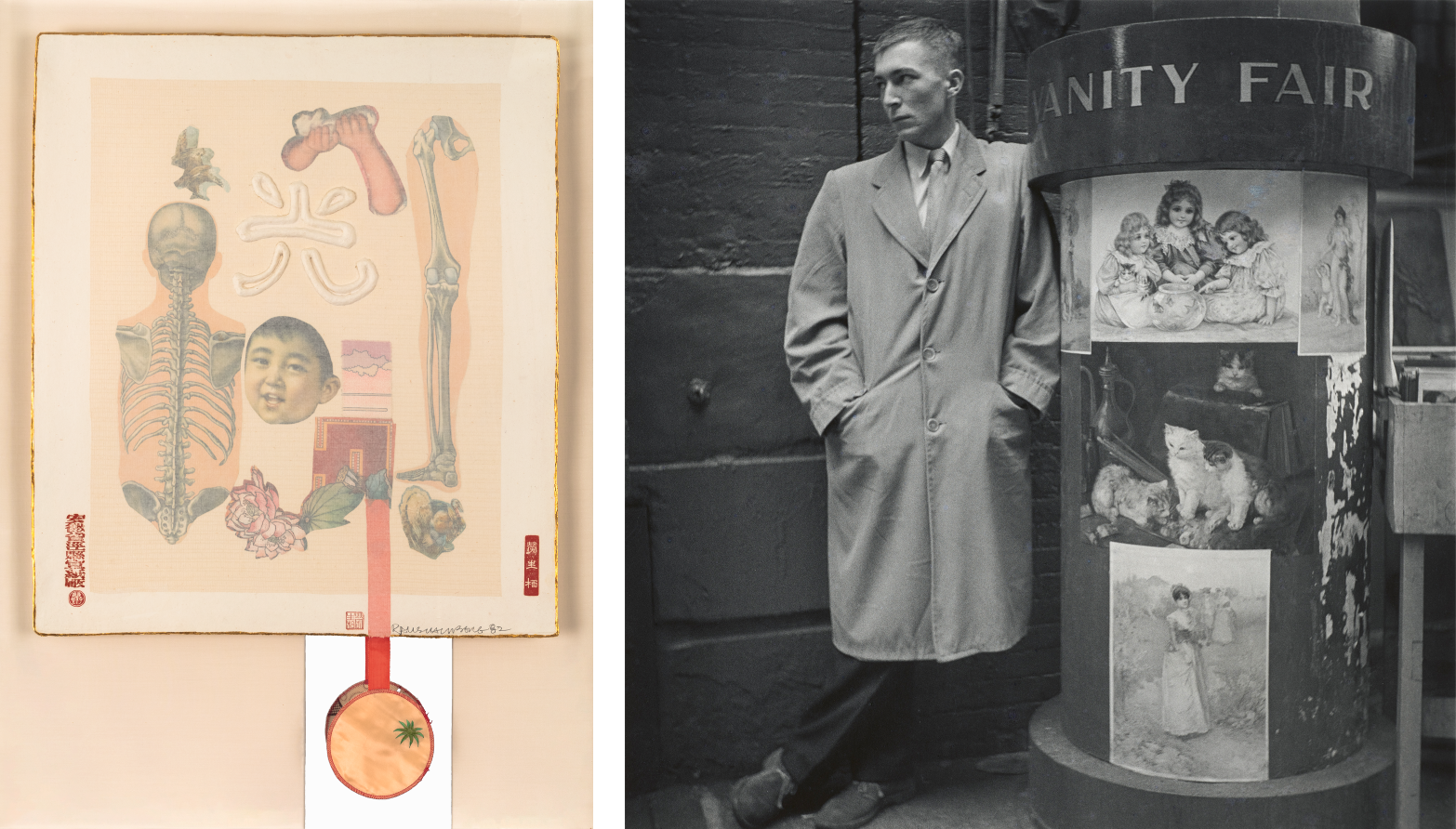 Light (1982) by Robert Rauschenberg. Right: Photo of artist Jasper Johns (1954), by Robert Rauschenberg.