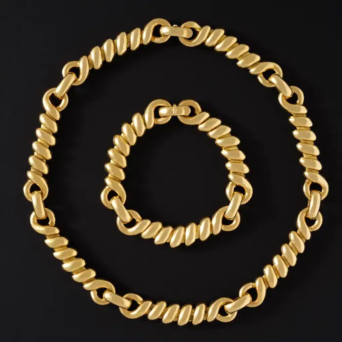 Georges Lenfant 18 Karat Rope Twist Chain 
Bracelet Set