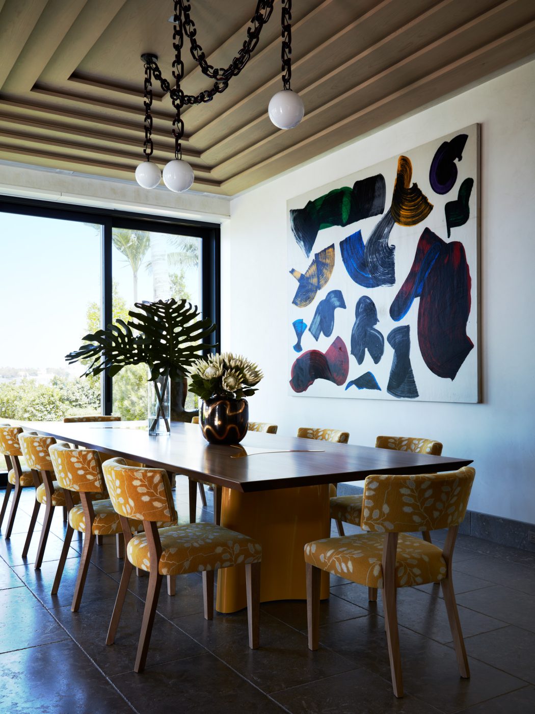 Dining room of West Palm Beach house with architecture by Daniel Kahan of Smith and Moore Architectures and interiors by Caroline Rafferty