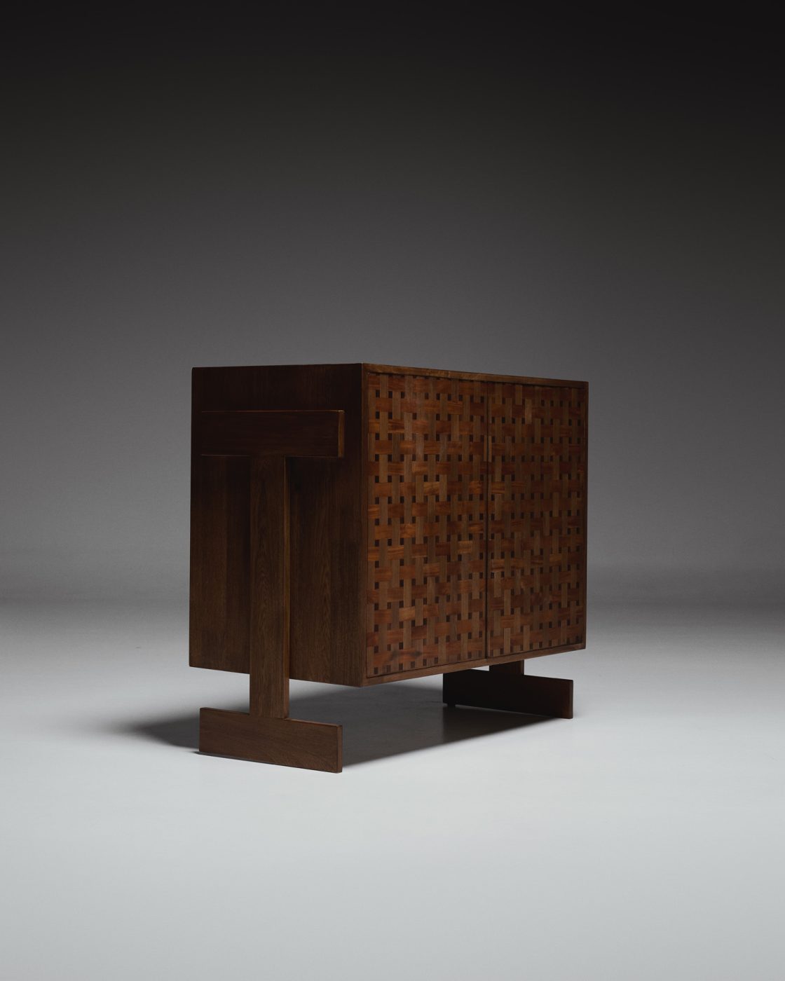 Designer Marcela Cure's woven-motif Grid chest from her new wood series