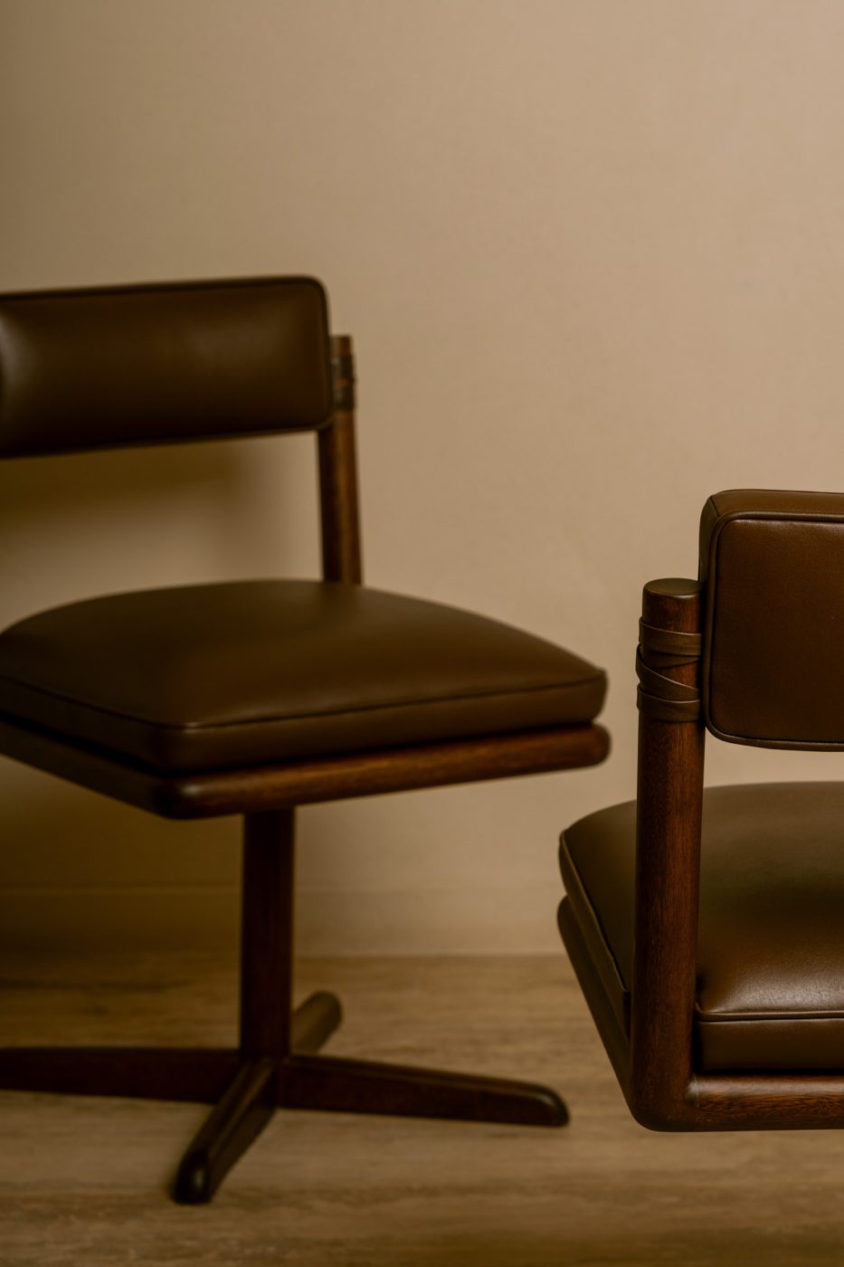 Designer Marcela Cure's leather and wood chairs