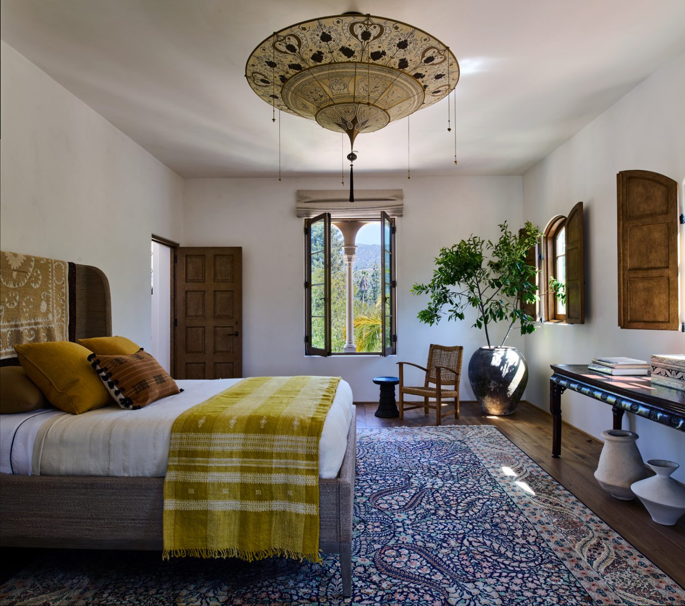 Primary bedroom suite of a California Spanish Revival house by Ohara Davies-Gaetano and Michael G. Imber