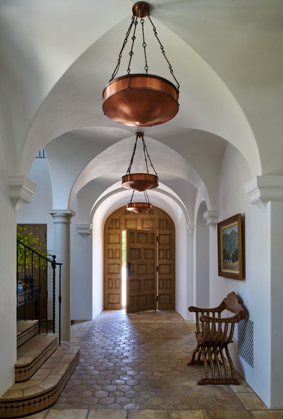 Vaulted foyer in a California Spanish Revival house by Ohara Davies-Gaetano and Michael G. Imber